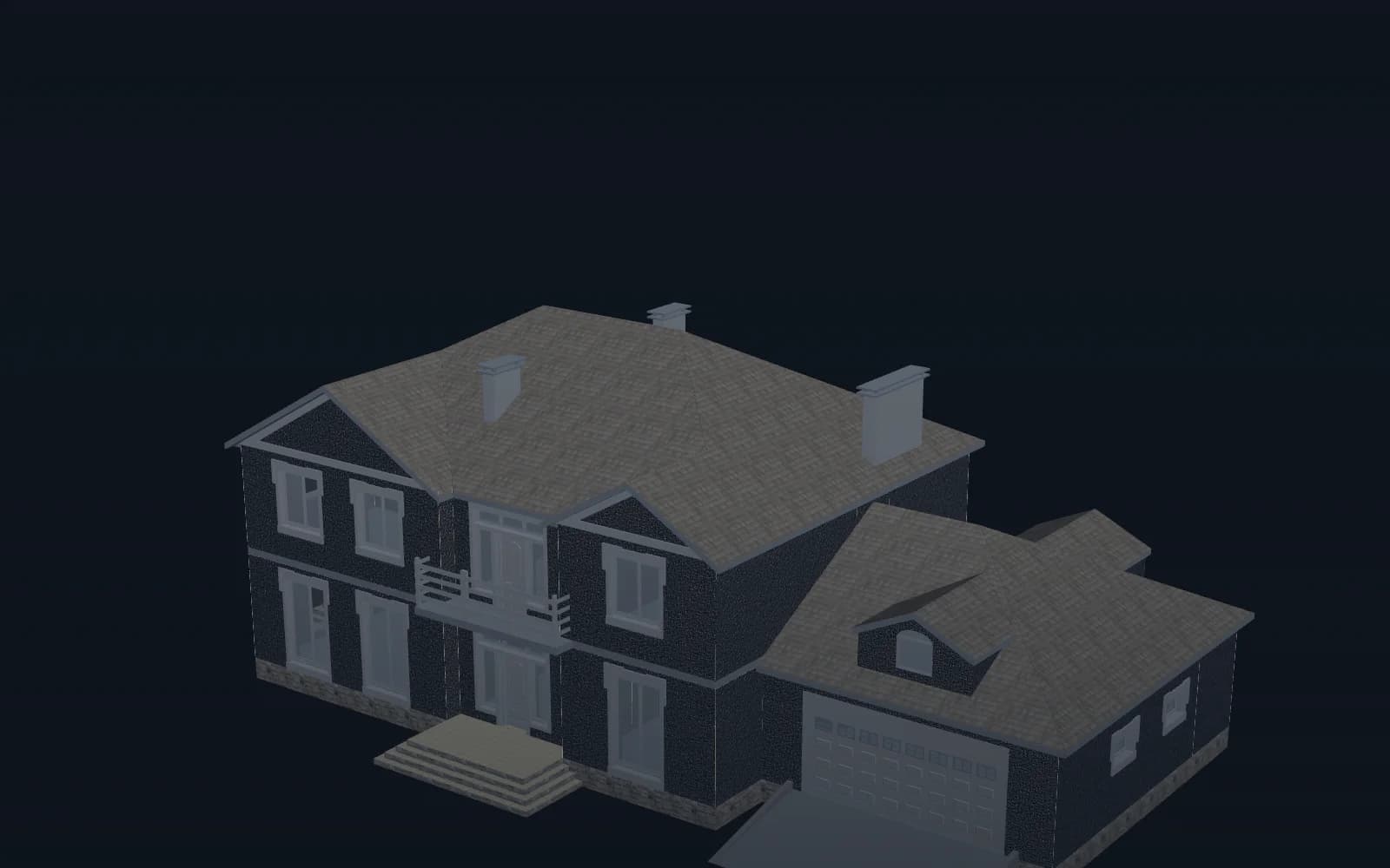 Rendered 3D architectural model for Home 1.